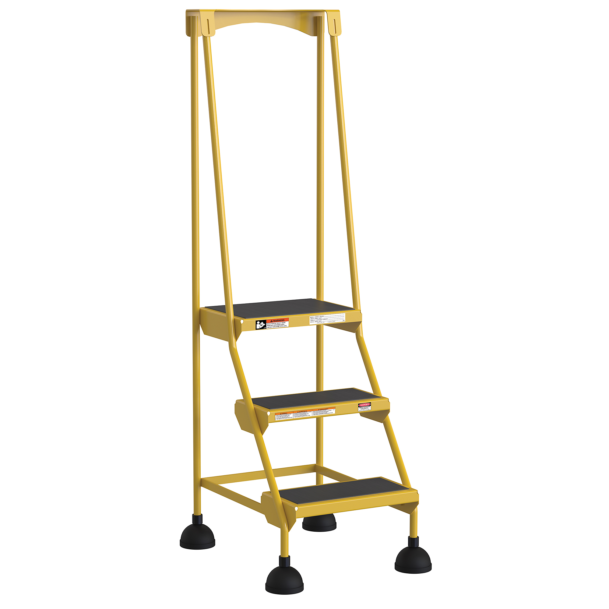Vestil Commercial Rolling Ladder - 3 Steps, Spring-Loaded Swivel Casters, 300-Lb. Capacity, Model# LAD-3-Y